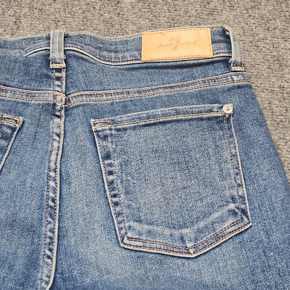 7 For All Mankind High Waist Slim Kick Jeans Size 27 Flare Bootcut Boho Coastal - Picture 7 of 8